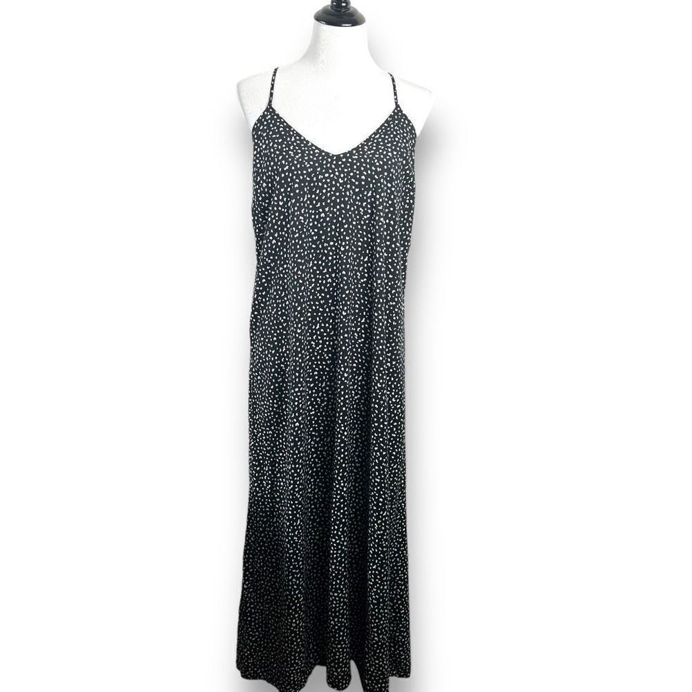 Old Navy Black Maxi Dress with White Dot Print